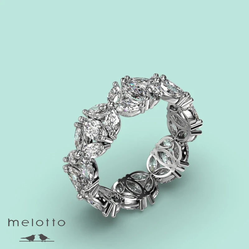 Платиновое обручальное кольцо с бриллиантами Маркиз Платиновое обручальное кольцо с бриллиантами Маркиз