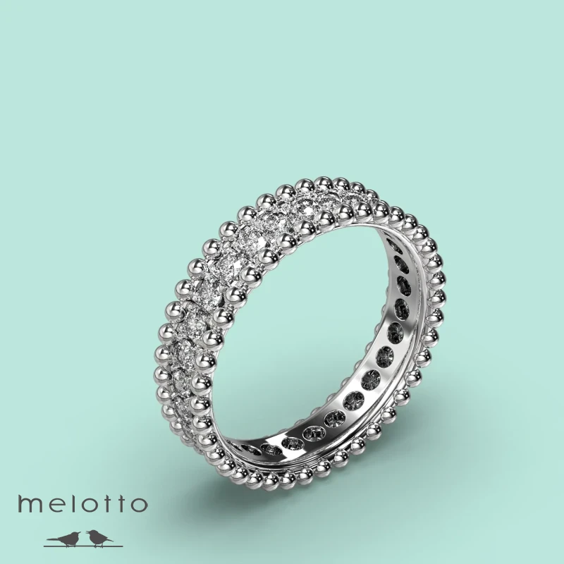 Обручальное кольцо из платины с дорожкой бриллиантов Обручальное кольцо из платины с дорожкой бриллиантов