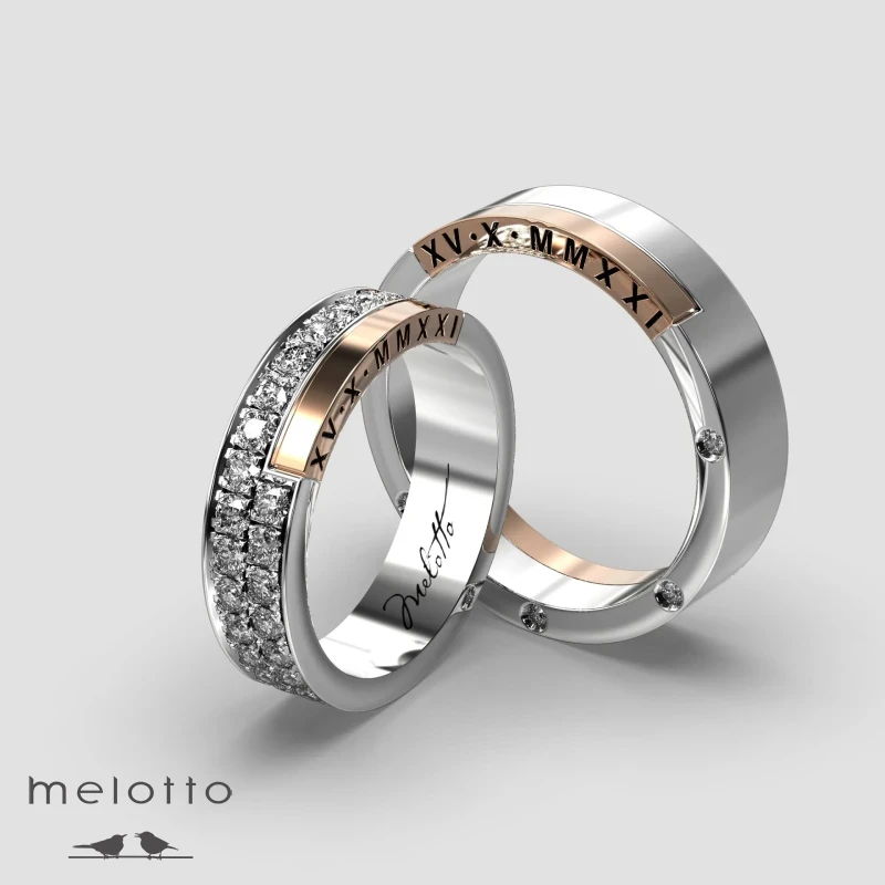 Обручальные кольца с бриллиантами и датой свадьбы Обручальные кольца с бриллиантами и датой свадьбы