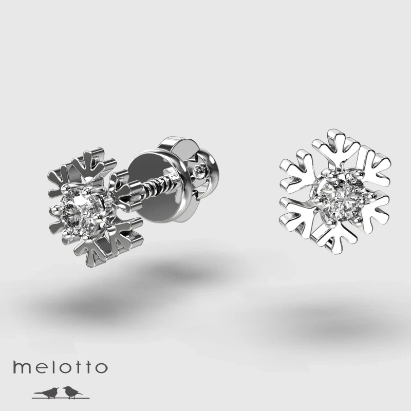 Детские сережки Снежинка из золота с Бриллиантом