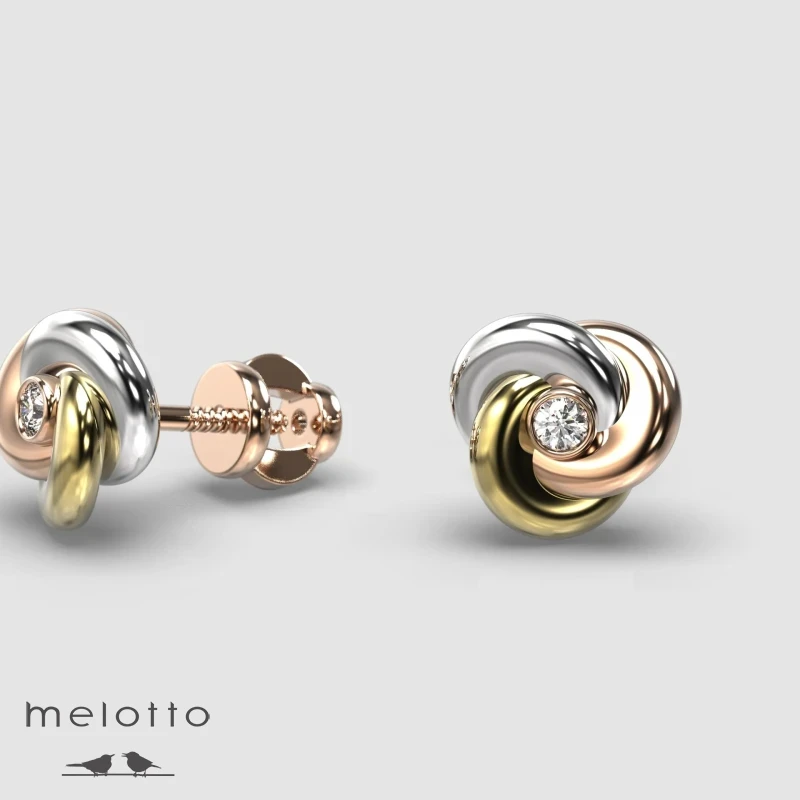 Детские сережки Тринити с бриллиантами из золота