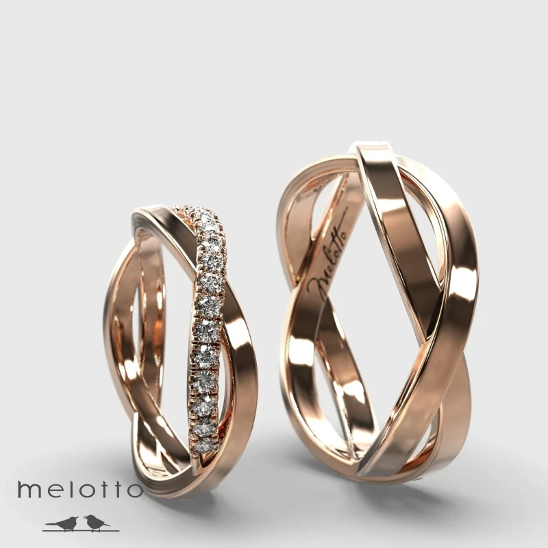 Обручальные кольца "Сплетение судеб" с бриллиантами