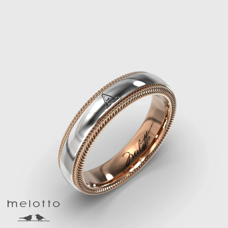 Обручальное кольцо с инициалом А