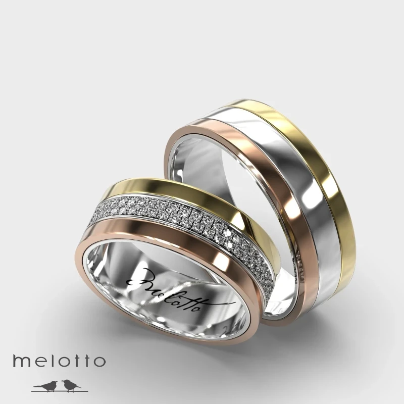 Обручальные кольца Три тона Обручальные кольца Три тона