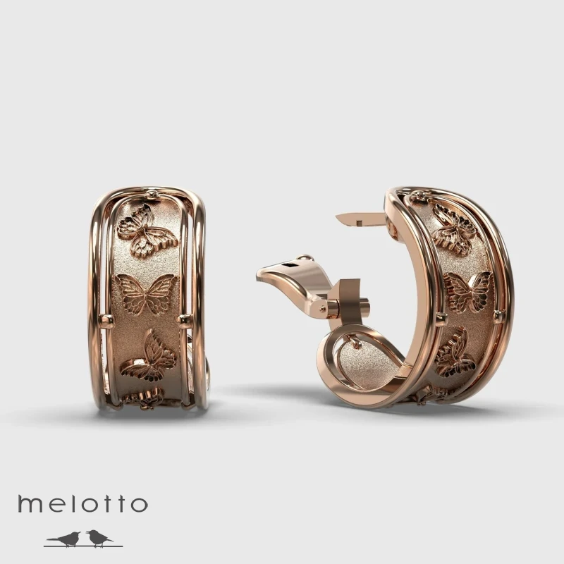 Золотые сережки Порхающие бабочки
