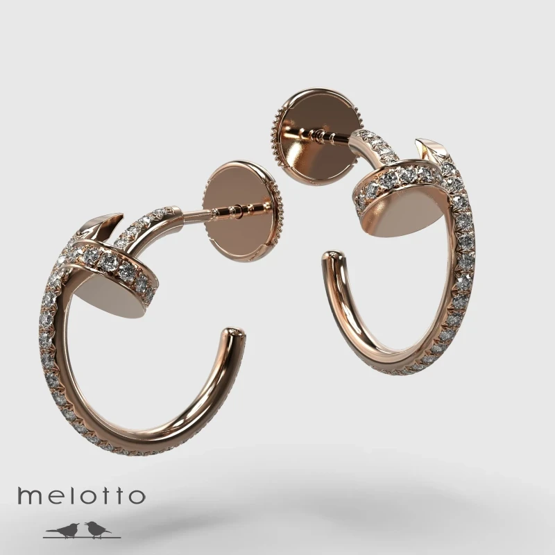 Золотые серьги Гвоздь с бриллиантами