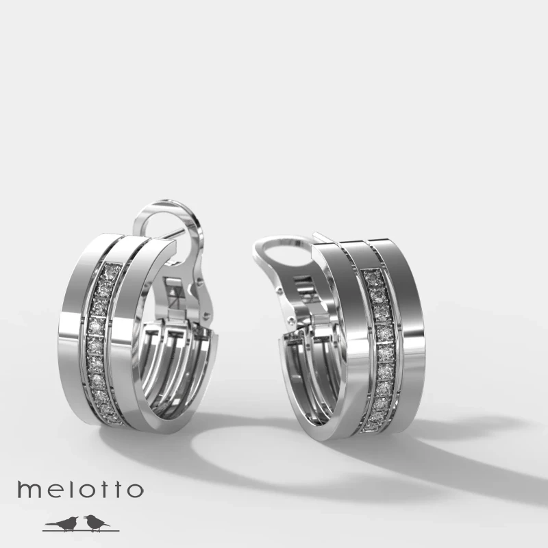 Широкие сережки полукольца с бриллиантами