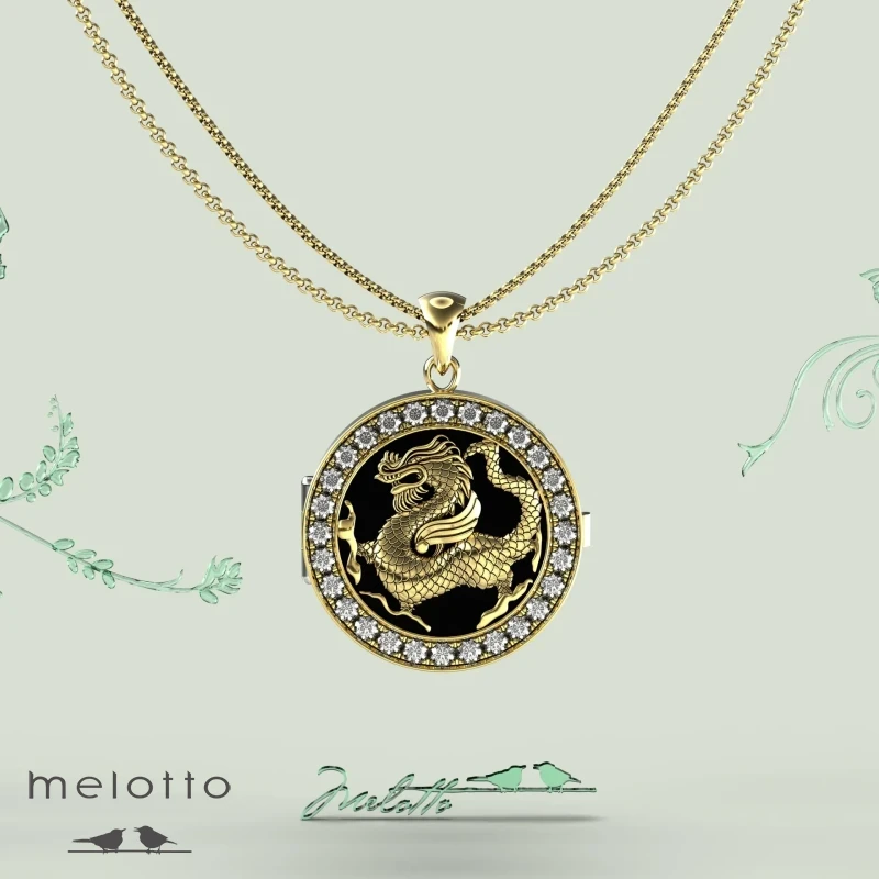 Золотой медальон Дракон для фото Золотой медальон Дракон для фото