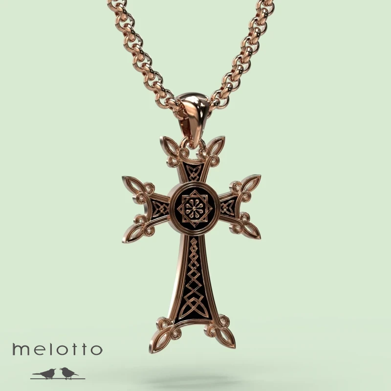 Армянский крест из красного золота с Эмалью