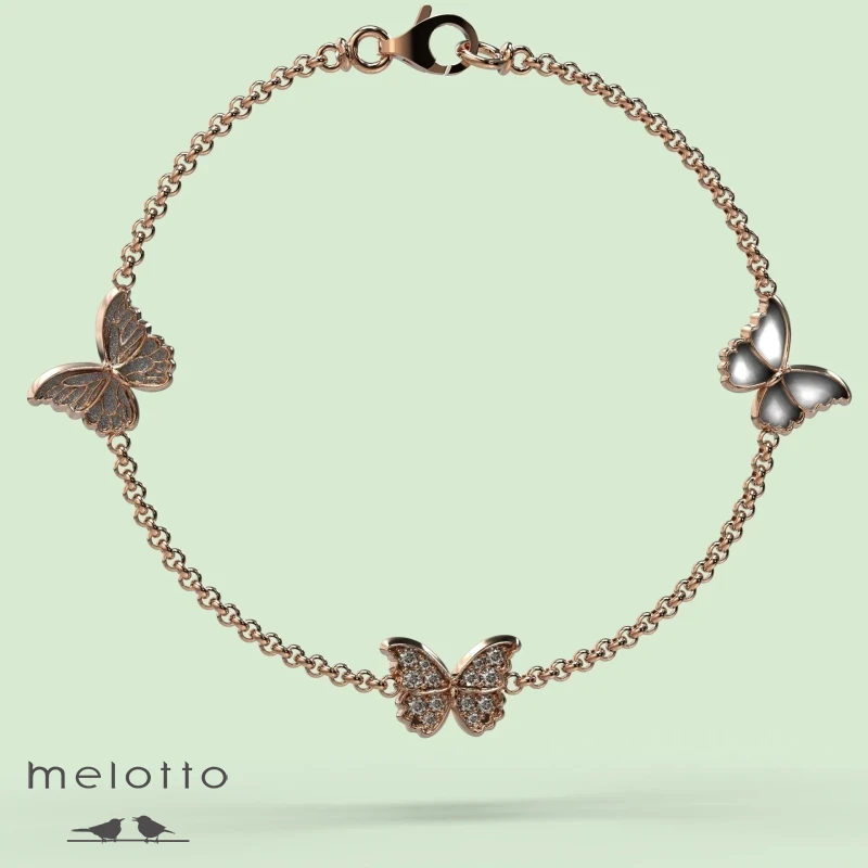 Браслет бабочки с бриллиантами и перламутром