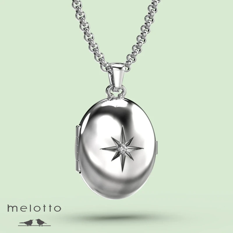 Кулон Звезда из белого золота для двух фото