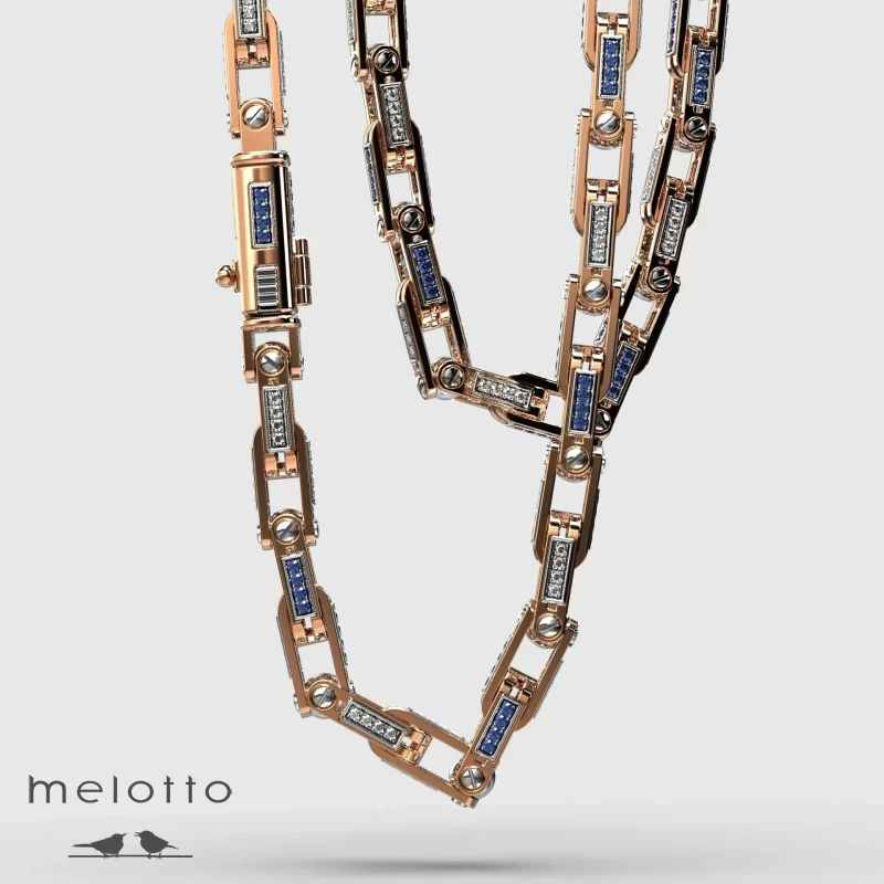 Цепь "Люкс"из золота с бриллиантами и сапфирами