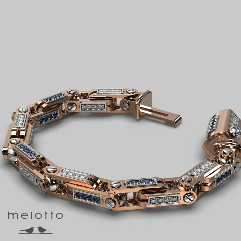 Мужской браслет с бриллиантами и сапфирами