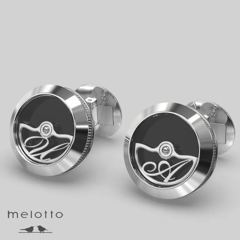 Запонки из белого золота с инициалами АИ