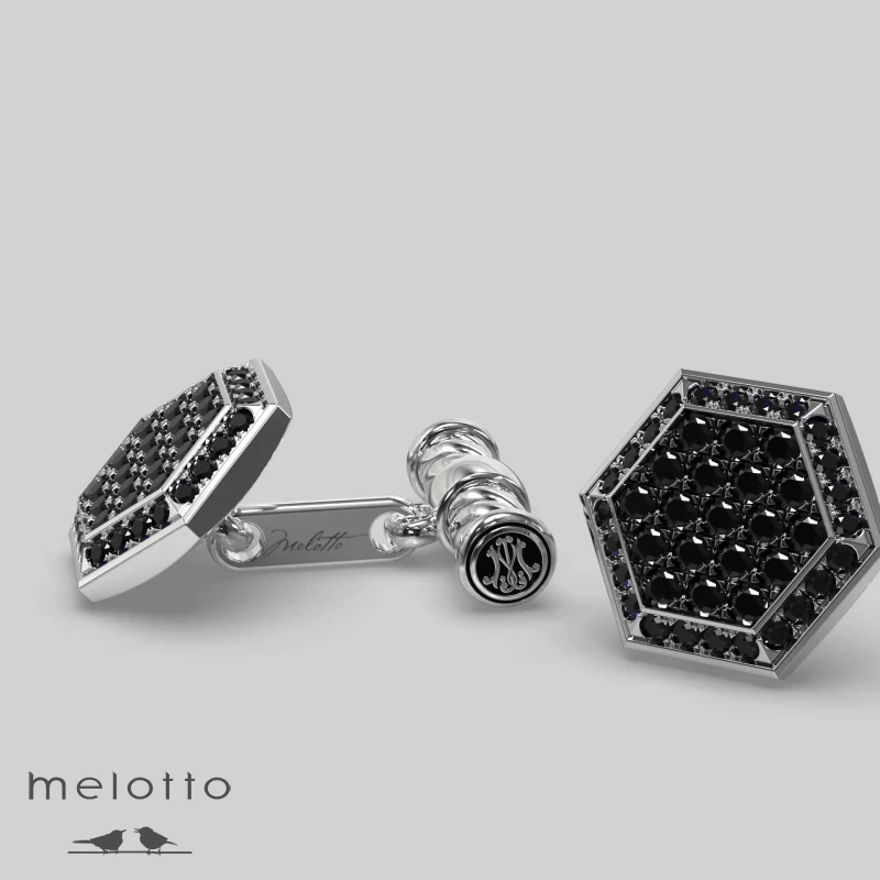 Запонки с черными бриллиантами и инициалами МИ Запонки с черными бриллиантами и инициалами МИ