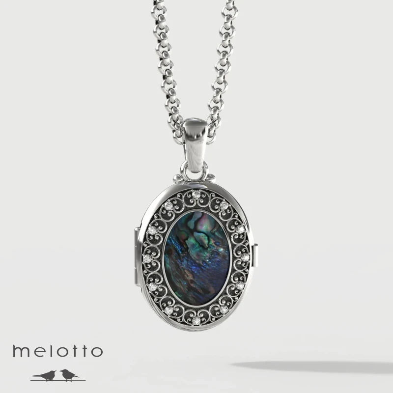 Медальон под два фото с перламутром