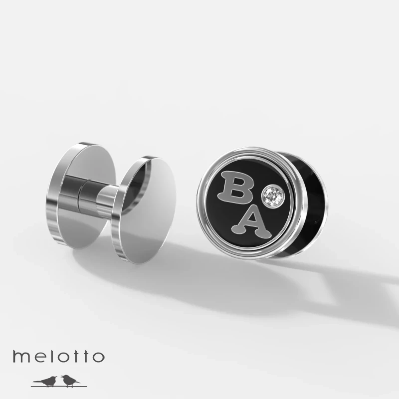 Запонки из белого золота с инициалами ВА