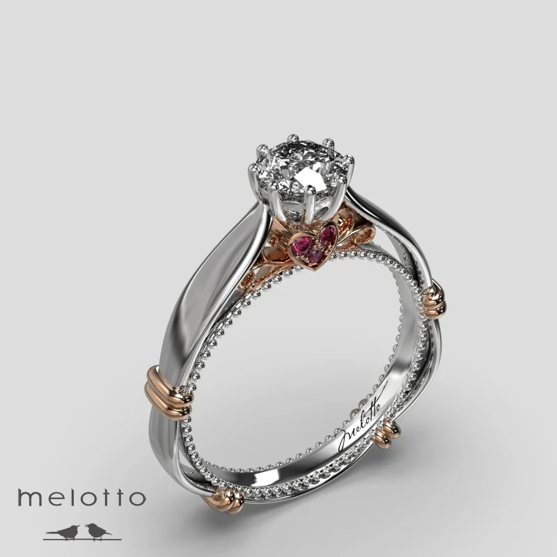 Фирменное помолвочное кольцо с бриллиантами и рубинами Фирменное помолвочное кольцо с бриллиантами и рубинами