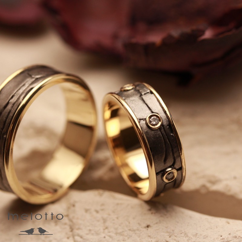 Обручальные кольца с коричневыми бриллиантами Обручальные кольца с коричневыми бриллиантами