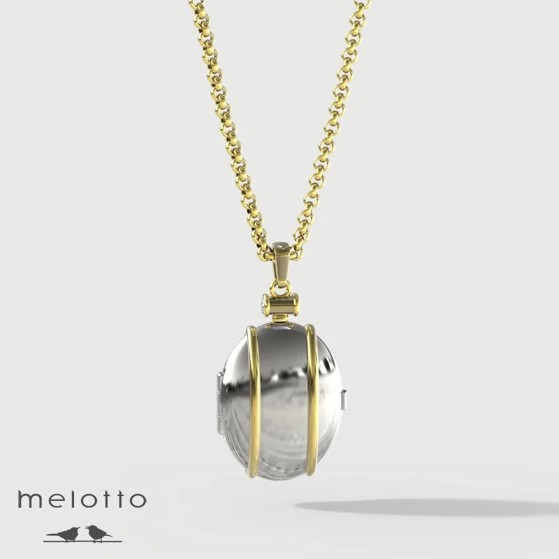 Медальон из белого и желтого золота под два фото