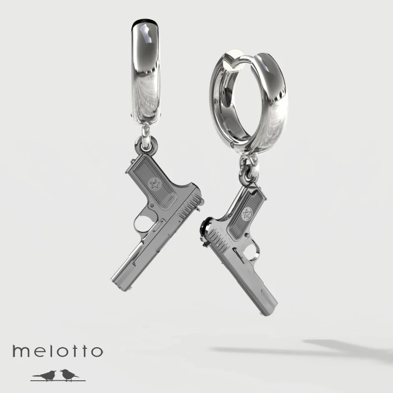 Серьги с пистолетом