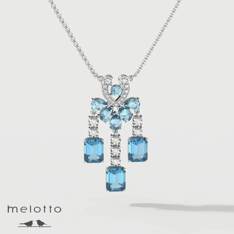 Колье «Сердце»с голубыми топазами