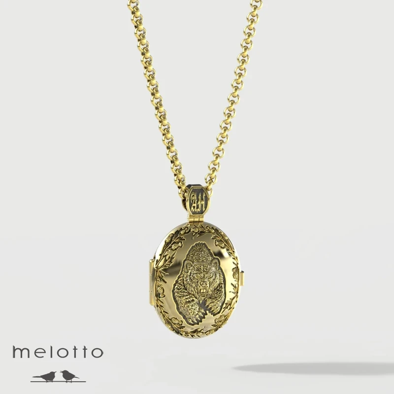 Золотой медальон под 2 фотографии