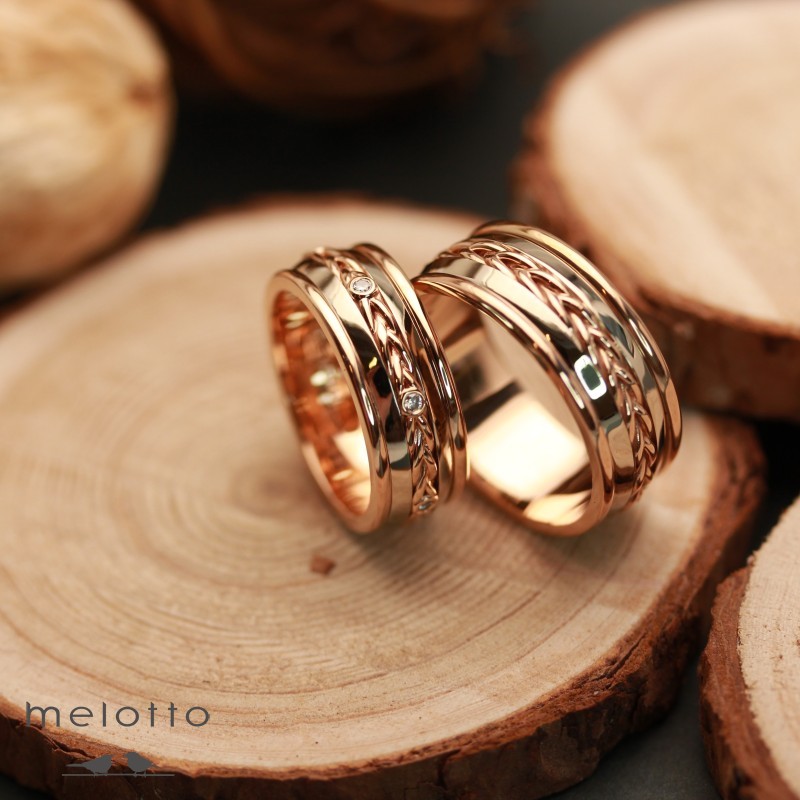 Трехцветные обручальные кольца Melotto