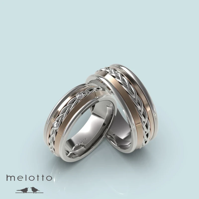 Трехцветные обручальные кольца Melotto Трехцветные обручальные кольца Melotto