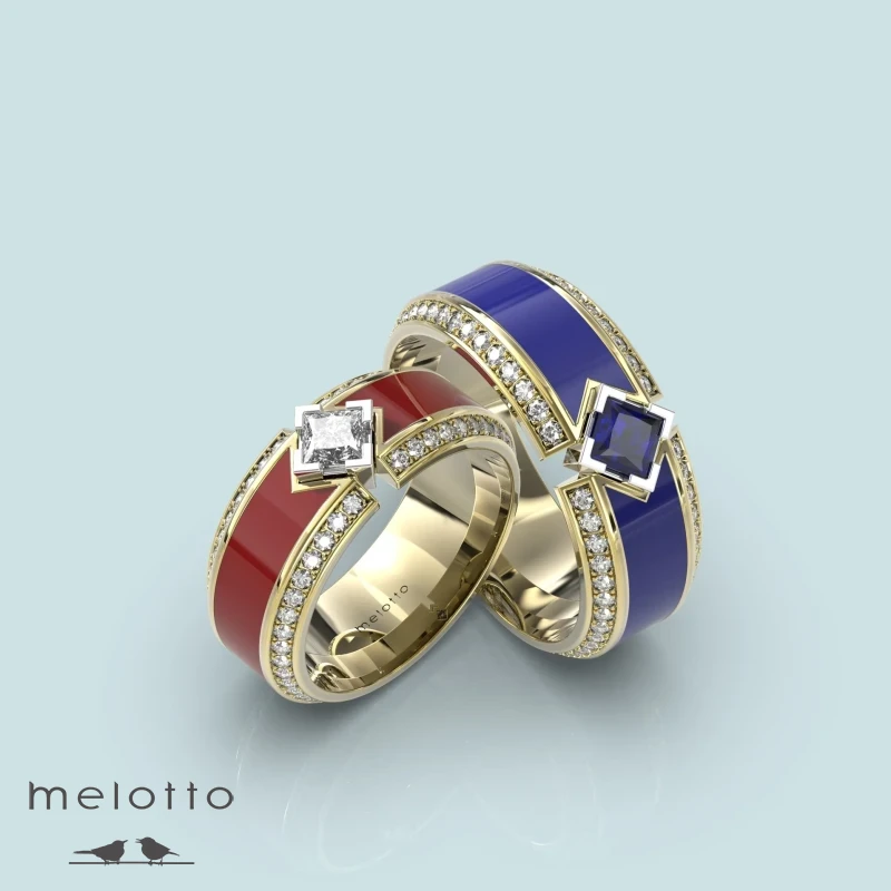 Обручальные кольца с эмалью