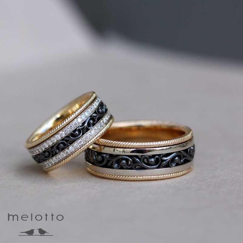 Обручальные кольца из разного золота