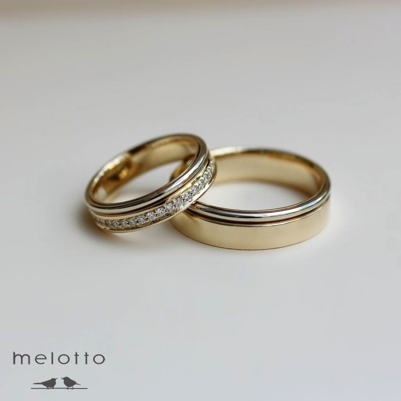 Популярные обручальные кольца двух оттенков золота