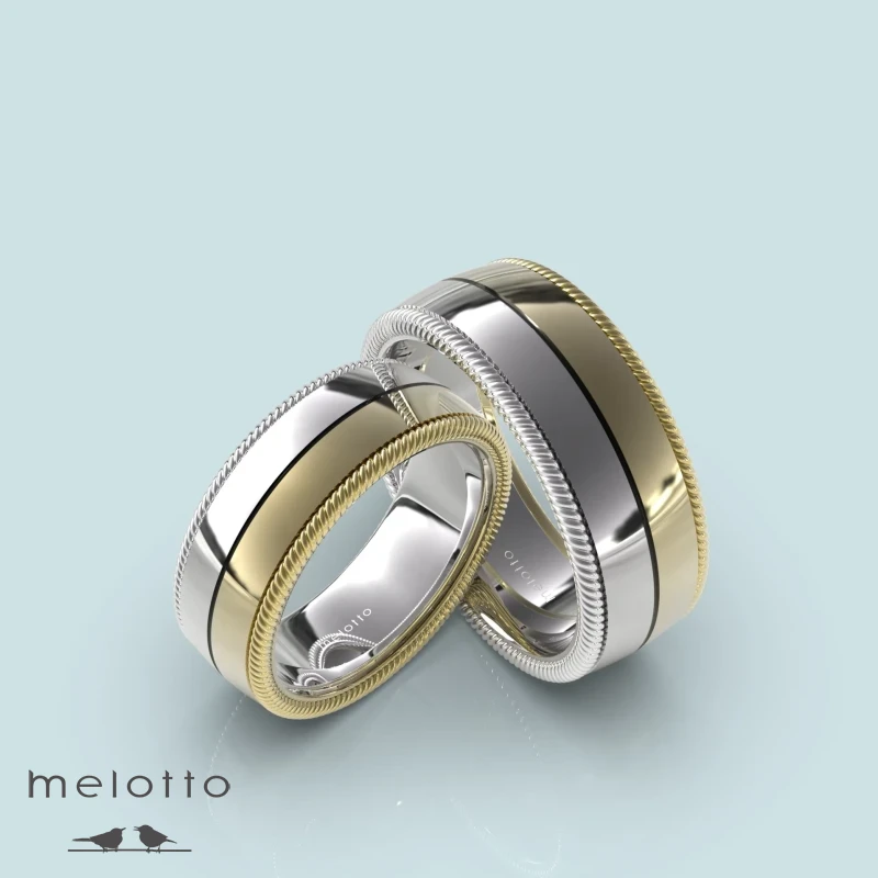 Широкие обручальные кольца двух оттенков золота Широкие обручальные кольца двух оттенков золота