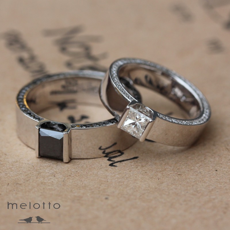 Обручальные кольца с квадратными бриллиантами Обручальные кольца с квадратными бриллиантами