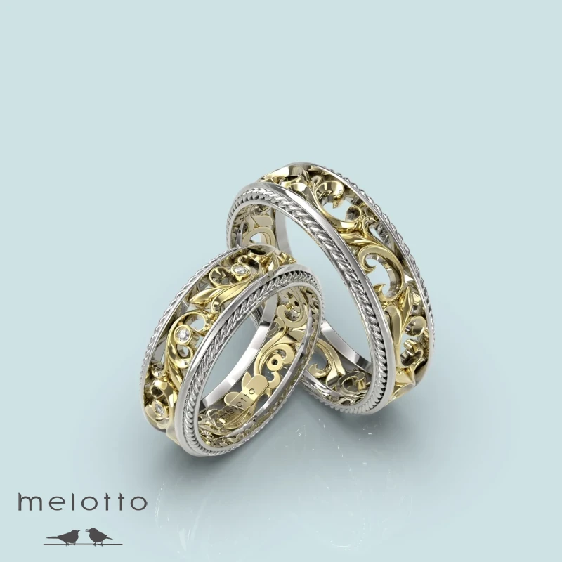 Золотые обручальные кольца с узорами Золотые обручальные кольца с узорами