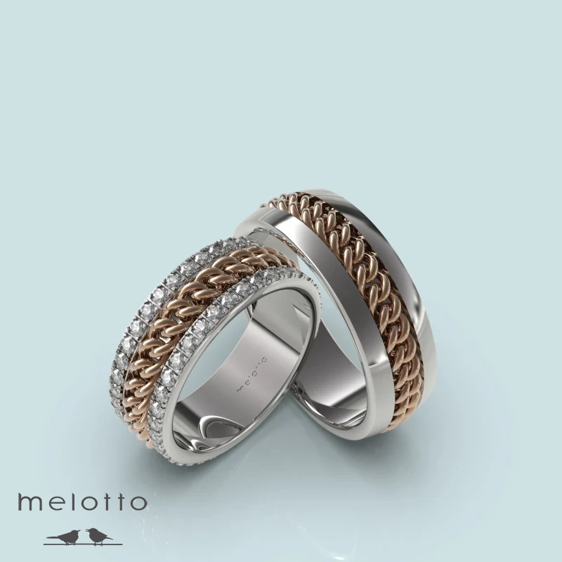 Необычные парные обручальные кольца