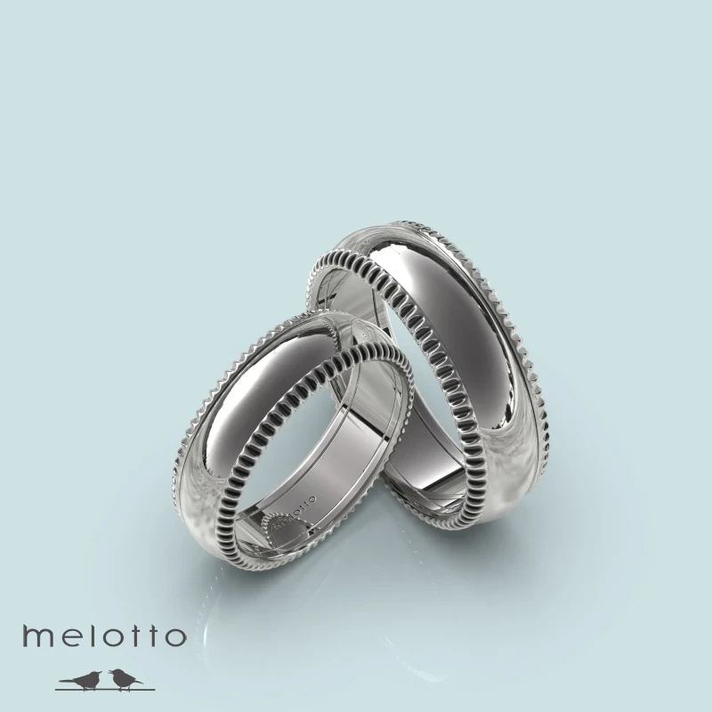 Парные обручальные кольца из белого золота Парные обручальные кольца из белого золота