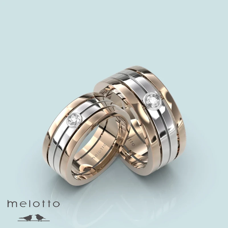 Массивные обручальные кольца с одним бриллиантом