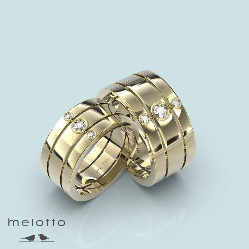 Комбинированные широкие обручальные кольца