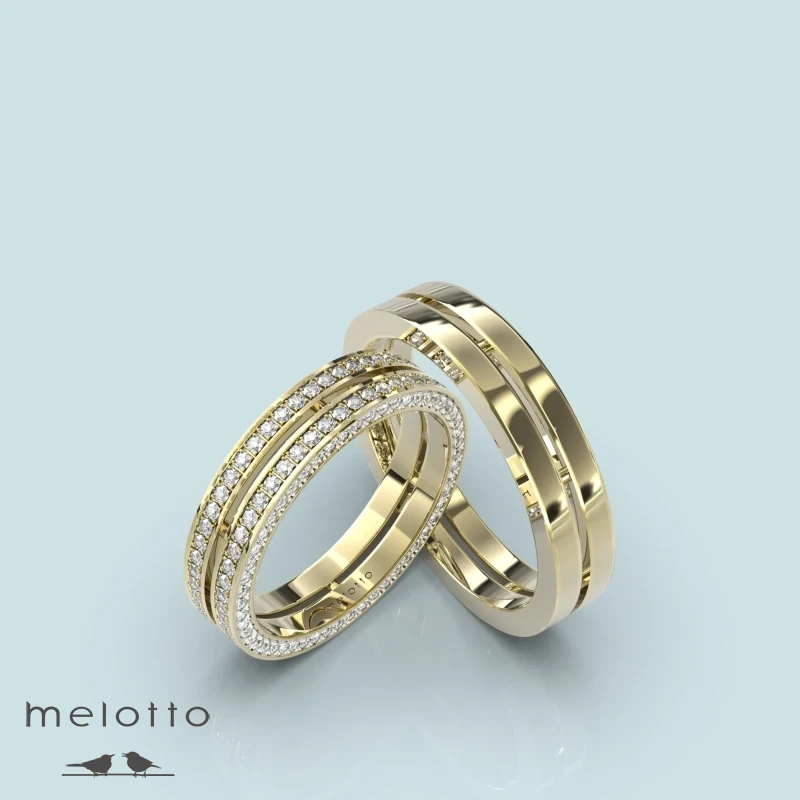 Прямые парные обручальные кольца с бриллиантами