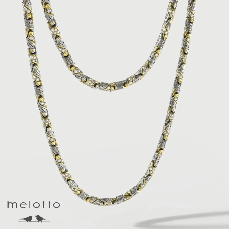 Мужская золотая цепь с дубовыми листьями