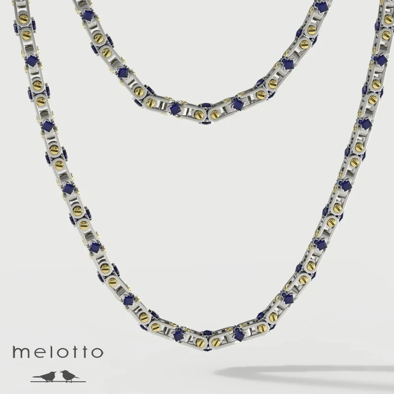 Мужская цепочка с сапфирами «Модена»