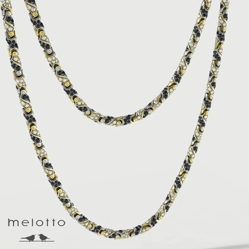 Мужская цепь с черными и белыми бриллиантами