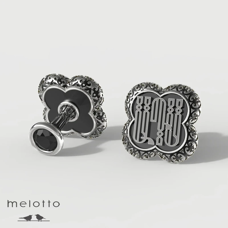 Запонка с монограммой АДС