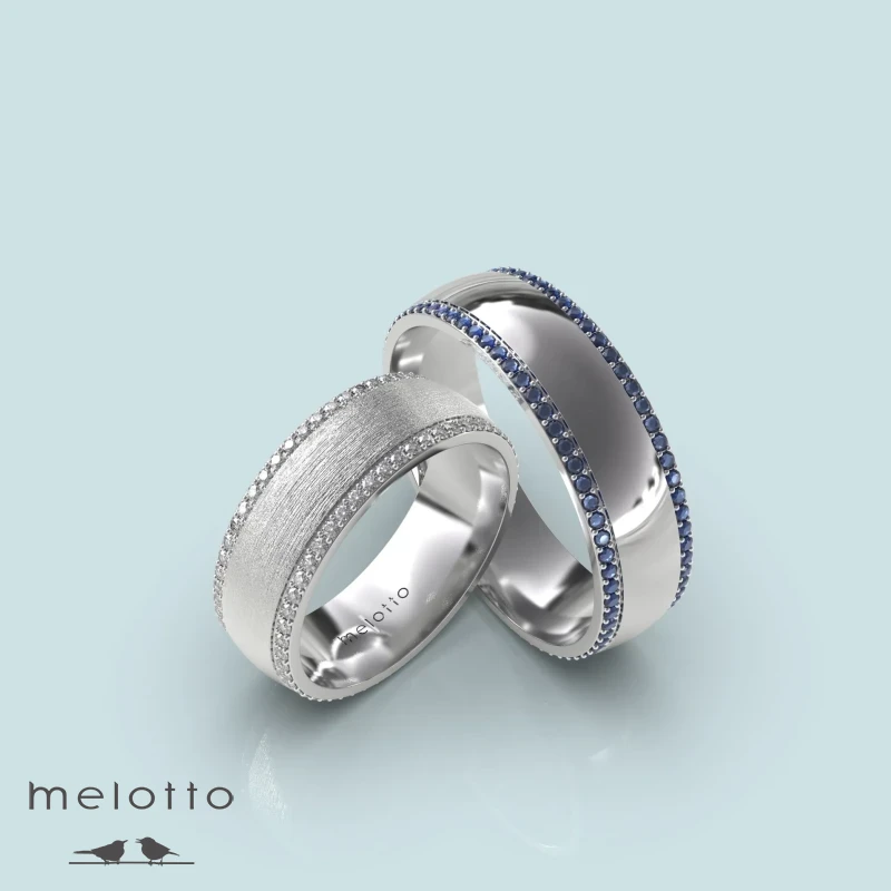 Классические обручальные кольца с бриллиантами и сапфирами