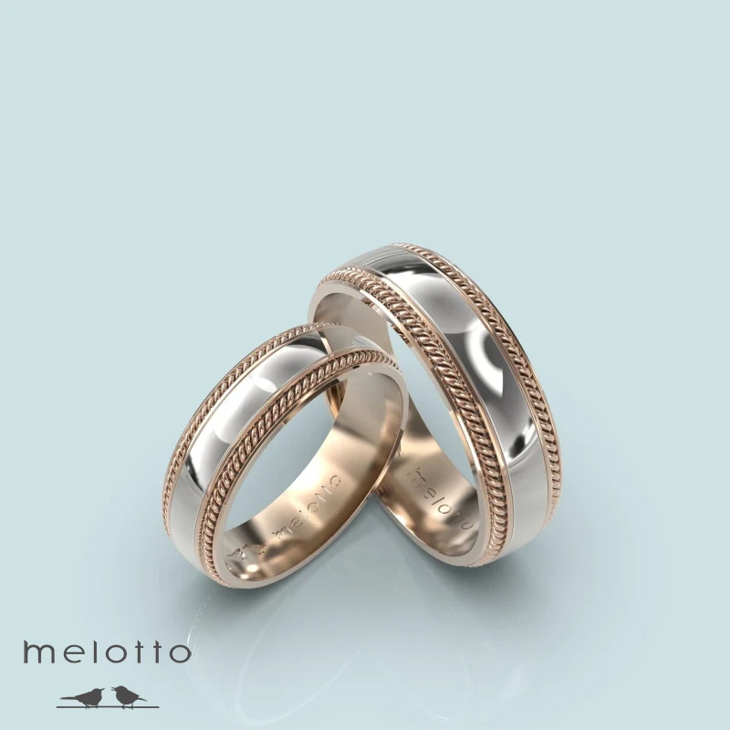 Парные обручальные кольца с витыми боками