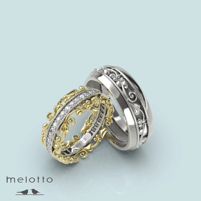 Роскошные обручальные кольца с узором