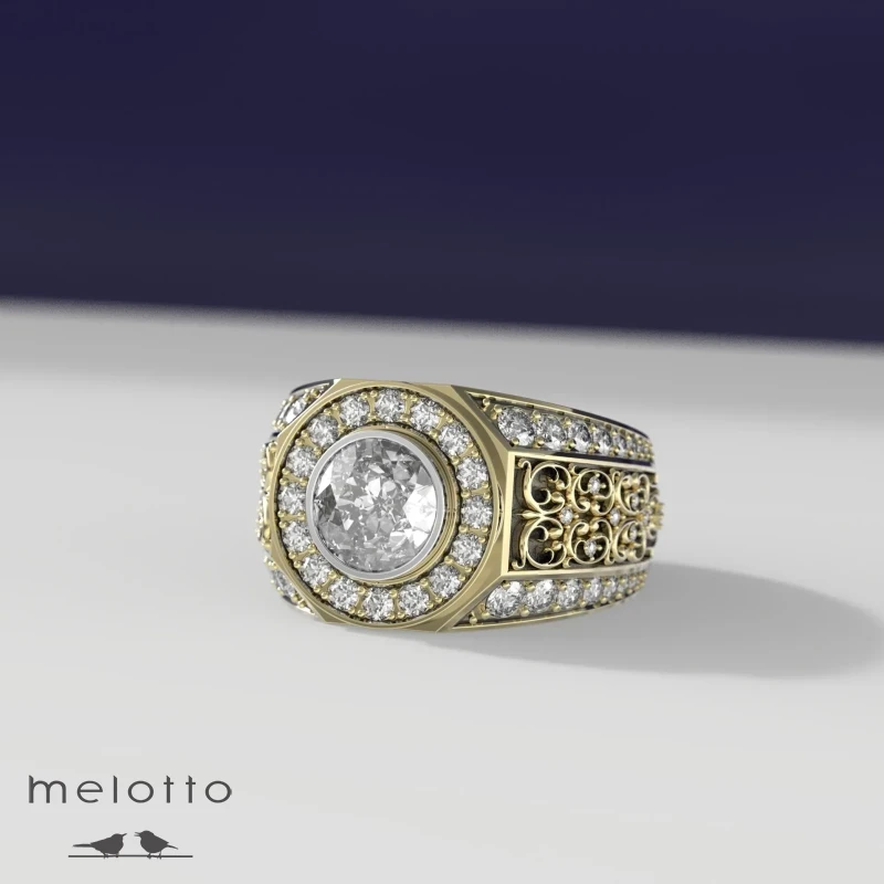 Золотая печатка с бриллиантами