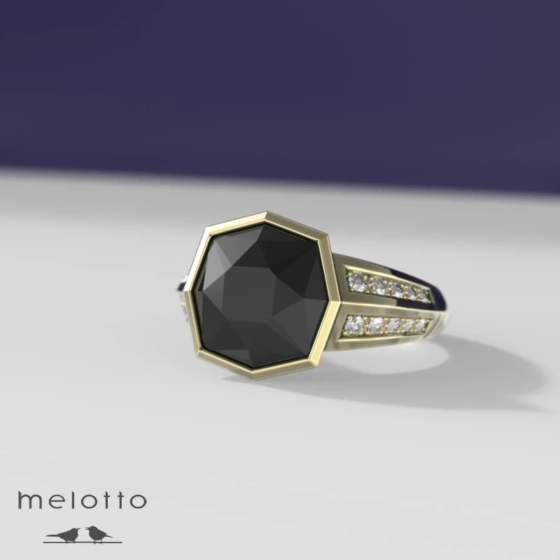 Печатка с черным бриллиантом