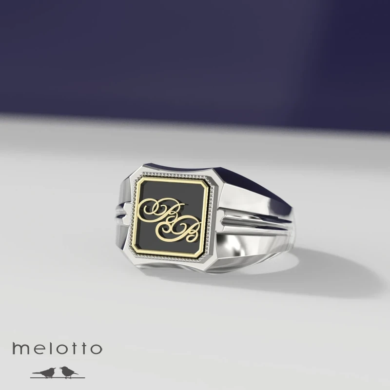 Мужское кольцо с инициалами «В.В»